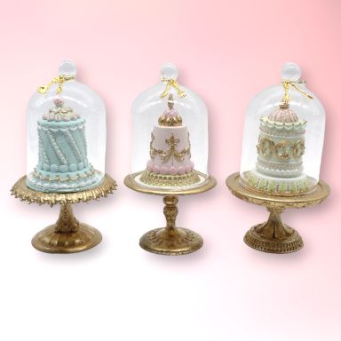 Cakes In Cloche Ornaments Set Of 3 Christmas Decor *SHIPS WITHIN 10 DAYS*