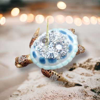 Blue Sea Turtle Ornaments Set Of 2 Christmas Decor *SHIPS WITHIN 10 DAYS*