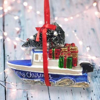 Christmas Boat Ornaments Set Of 2 Christmas Decor *SHIPS WITHIN 10 DAYS*