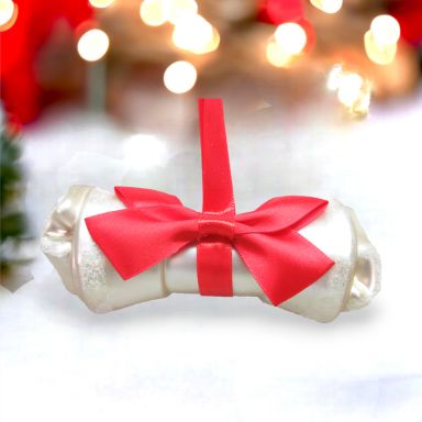 Dog Bone With Red Bow Ornaments Set Of 2 Christmas Decor *SHIPS WITHIN 10 DAYS*
