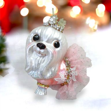 Yorkshire In Princess Costume Ornaments Set Of 2 Christmas Decor *SHIPS WITHIN 10 DAYS*