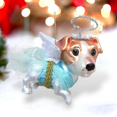 Puppy In Angel Costume Ornaments Set Of 2 Christmas Decor *SHIPS WITHIN 10 DAYS*