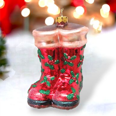 Garden Rain Boots Ornaments Set Of 2 Christmas Decor *SHIPS WITHIN 10 DAYS*