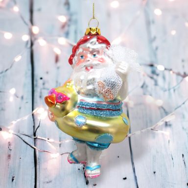 Beach Santa With Float Ornaments Set Of 2 Christmas Decor *SHIPS WITHIN 10 DAYS*