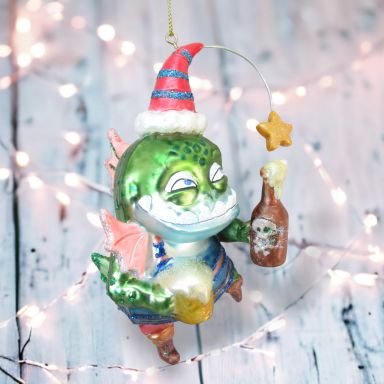 Pirate Fish With Bottle Ornaments Set Of 2 Christmas Decor *SHIPS WITHIN 10 DAYS*