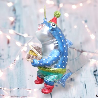 Pirate Shark With Treasure Ornaments Set Of 2 Christmas Decor *SHIPS WITHIN 10 DAYS*