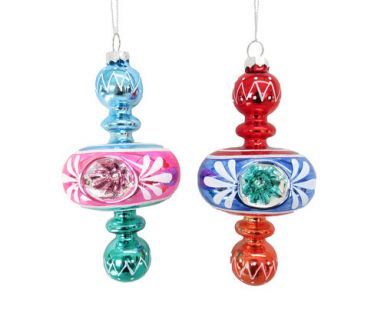 Vintage Retro Finial Ornaments Set Of 4 Christmas Decor *SHIPS WITHIN 10 DAYS*