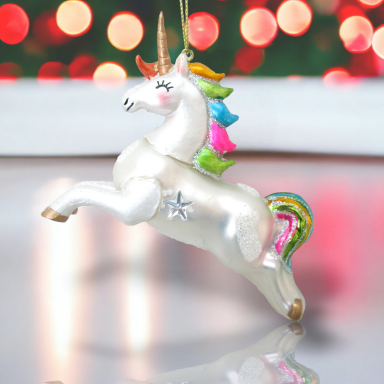 Rainbow Unicorn Ornaments Set Of 2 Christmas Decor *SHIPS WITHIN 10 DAYS*