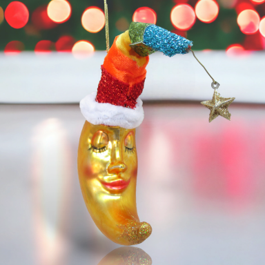 Rainbow Moon Ornaments Set Of 2 Christmas Decor *SHIPS WITHIN 10 DAYS*