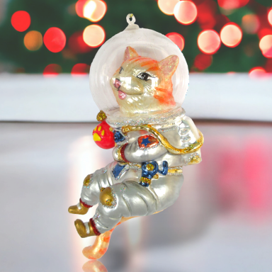 Cat In Space Suit Ornaments Set Of 2 Christmas Decor *SHIPS WITHIN 10 DAYS*