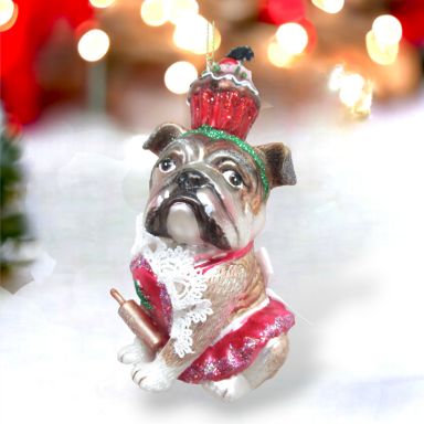 Boxer With Cupcake Ornaments Set Of 2 Christmas Decor *SHIPS WITHIN 10 DAYS*