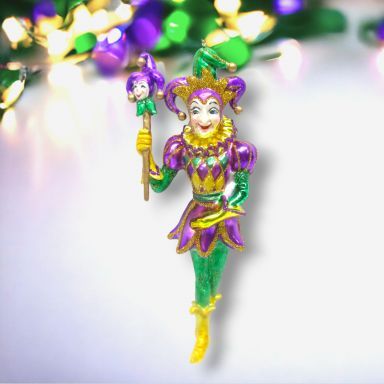 Mardi Gras Mr. Jester Ornaments Set Of 2 Christmas Decor *SHIPS WITHIN 10 DAYS*