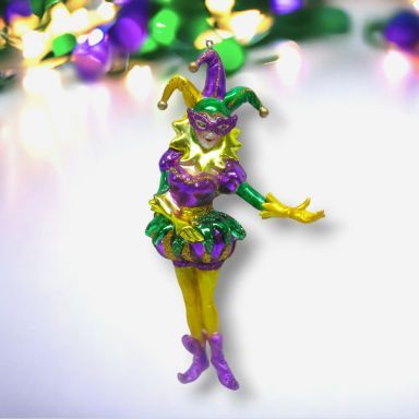 Mardi Gras Ms. Jester Ornaments Set Of 2 Christmas Decor *SHIPS WITHIN 10 DAYS*