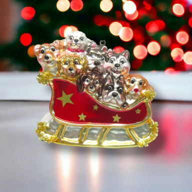 Kittens In Sled Ornaments Set Of 2 Christmas Decor *SHIPS WITHIN 10 DAYS*