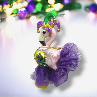 Mardi Gras Flamingo Ornaments Set Of 2 Christmas Decor *SHIPS WITHIN 10 DAYS*