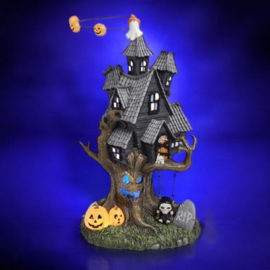PRE-ORDER 16&quot; LED Musical Rotating Ghost Tree House Halloween Decor *SHIPS 8/2025* NEW 2025