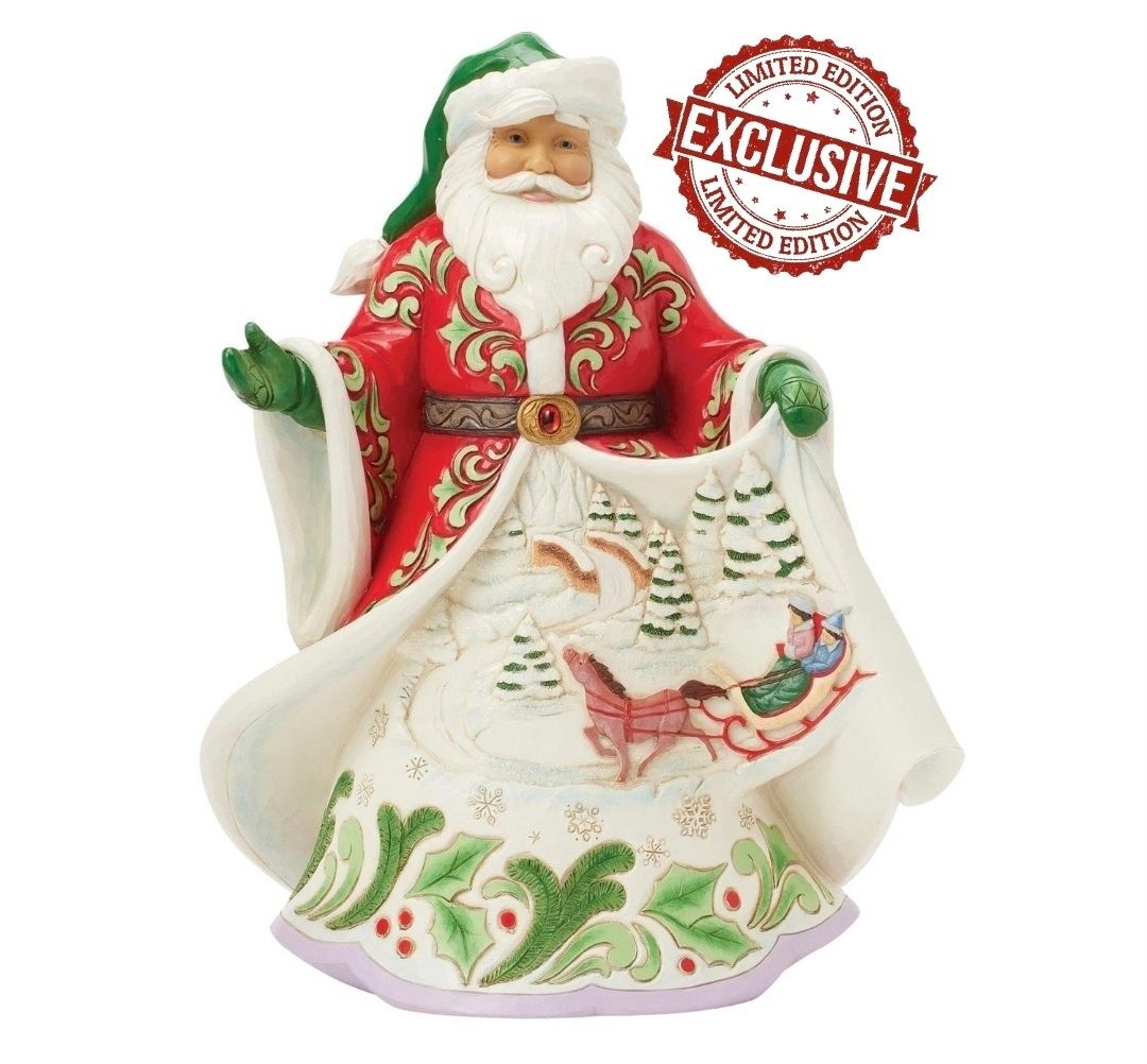 FIRST EDITION PLATNIUM JIM SHORE RETAILER EXCLUSIVE SIGNED Magical Sleigh Ride Santa Collection Santa Winter Scene Musical By: Heartwood Creek Jim Shore NEW 2025