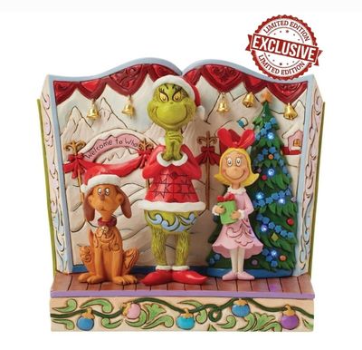 FIRST EDITION PLATNIUM JIM SHORE RETAILER EXCLUSIVE SIGNED Light Up LED Storybook Grinch, Max &amp; Cindy By: The Grinch Jim Shore *SHIPING WITHIN 10 DAYS* NEW 2025