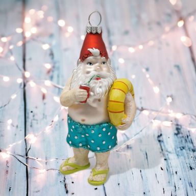 Santa With Yellow Float Ornaments Set Of 2 Christmas Decor *SHIPS WITHIN 10 DAYS*