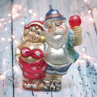 Beach Couple Santa Ornaments Set Of 2 Christmas Decor *SHIPS WITHIN 10 DAYS*