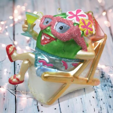 Ms. Melon In Beach Chair Ornaments Set Of 2 Christmas Decor *SHIPS WITHIN 10 DAYS*