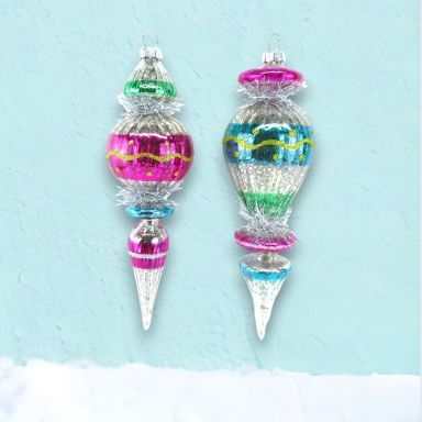 Vintage Sphere Ornaments Set Of 2 Christmas Decor *SHIPS WITHIN 10 DAYS*