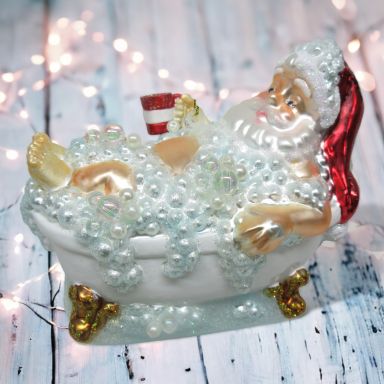 Santa In Bathtub Ornaments Set Of 2 Christmas Decor *SHIPS WITHIN 10 DAYS*
