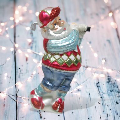 Golfing Santa Ornaments Set Of 2 Christmas Decor *SHIPS WITHIN 10 DAYS*