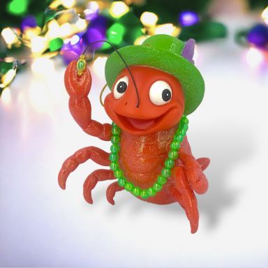 Mardi Gras Crawfish With Top Hat Ornaments Set Of 2 Christmas Decor *SHIPS WITHIN 10 DAYS*