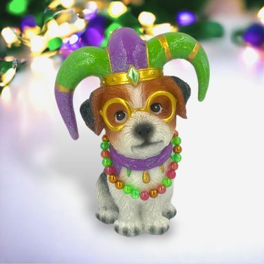 Mardi Gras Jack Russell Ornaments Set Of 2 Christmas Decor *SHIPS WITHIN 10 DAYS*