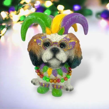 Mardi Gras Shih Tzu Ornaments Set Of 2 Christmas Decor *SHIPS WITHIN 10 DAYS*