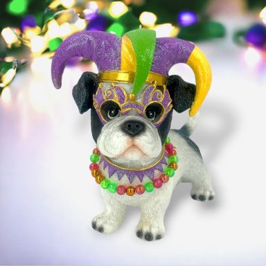 Mardi Gras Bulldog Ornaments Set Of 2 Christmas Decor *SHIPS WITHIN 10 DAYS*