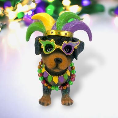 Mardi Gras Rottweiler Ornaments Set Of 2 Christmas Decor *SHIPS WITHIN 10 DAYS*