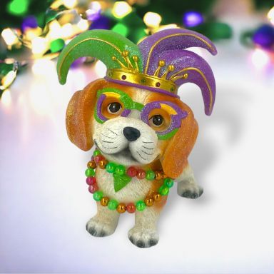 Mardi Gras Beagle Ornaments Set Of 2 Christmas Decor *SHIPS WITHIN 10 DAYS*