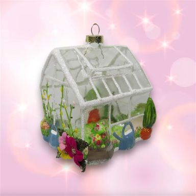 4&quot; Holiday Greenhouse Ornaments Set Of 2 Christmas Decor *SHIPS WITHIN 10 DAYS*