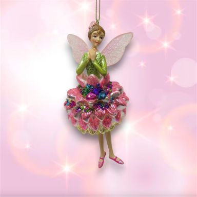 6&quot; Hydrangea Fairy Ornaments Set Of 2 Christmas Decor *SHIPS WITHIN 10 DAYS*