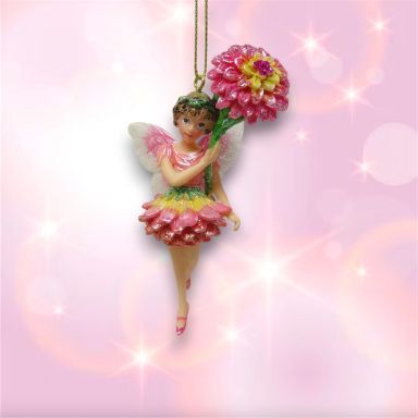 Winter Fairy Pink Zinnia Ornaments Set Of 2 Christmas Decor *SHIPS WITHIN 10 DAYS*