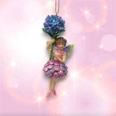 Winter Fairy With Blue Hydrangea Ornaments Set Of 2 Christmas Decor *SHIPS WITHIN 10 DAYS*