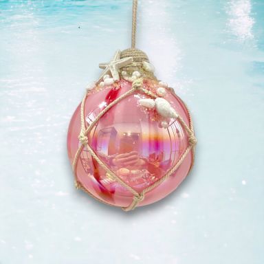 Pink Netted Ball Ornaments Set Of 2 Christmas Decor *SHIPS WITHIN 10 DAYS*