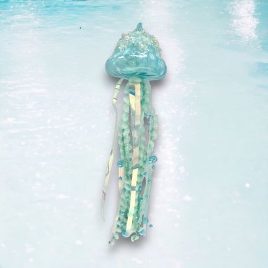 Blue Beaded Jellyfish Ornaments Set Of 2 Christmas Decor *SHIPS WITHIN 10 DAYS*