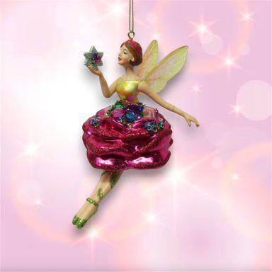 5.5&quot; Rose Fairy Ornaments Set Of 2 Christmas Decor *SHIPS WITHIN 10 DAYS*