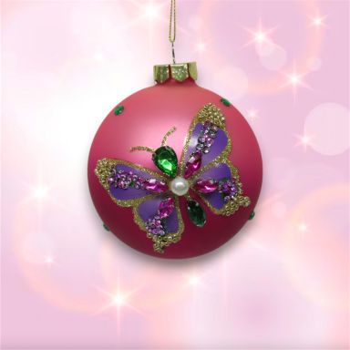 Jeweled Butterfly Ornaments Set Of 2 Christmas Decor *SHIPS WITHIN 10 DAYS*