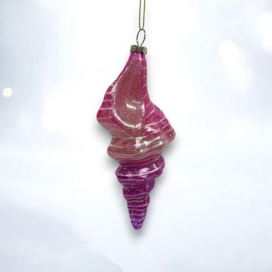 6.5&quot; Pink/Purple Spiral Shell Ornaments Set Of 2 Christmas Decor *SHIPS WITHIN 10 DAYS*