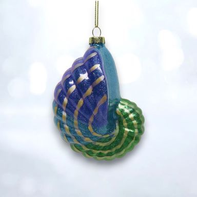 5&quot; Purple/Green Shell Ornaments Set Of 2 Christmas Decor *SHIPS WITHIN 10 DAYS*