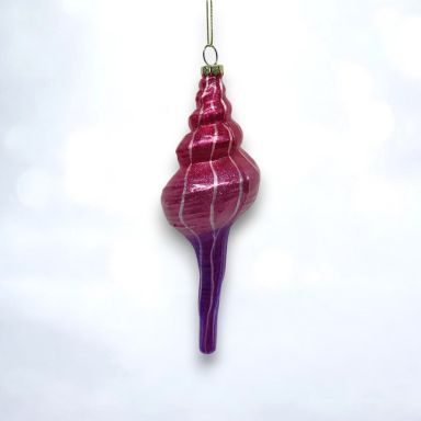 7.25&quot; Pink/Purple Shell Ornaments Set Of 2 Christmas Decor *SHIPS WITHIN 10 DAYS*