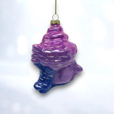 5&quot; Pink/Purple Conch Shell Ornaments Set Of 2 Christmas Decor *SHIPS WITHIN 10 DAYS*