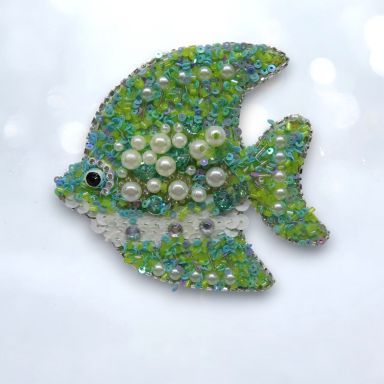 Green Tropical Fish Ornaments Set Of 2 Christmas Decor *SHIPS WITHIN 10 DAYS*