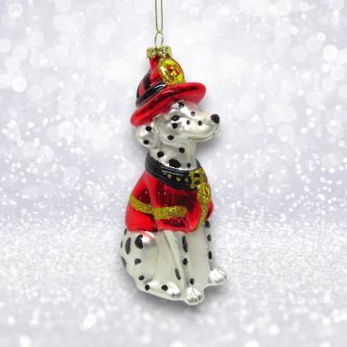 Dalmatian Fire Fighter Ornaments Set Of 2 Christmas Decor *SHIPS WITHIN 10 DAYS*