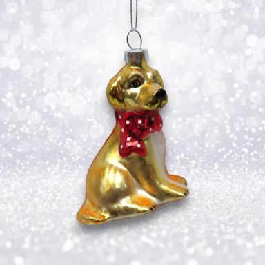 Lab Puppy With Scarf Ornaments Set Of 2 Christmas Decor *SHIPS WITHIN 10 DAYS*