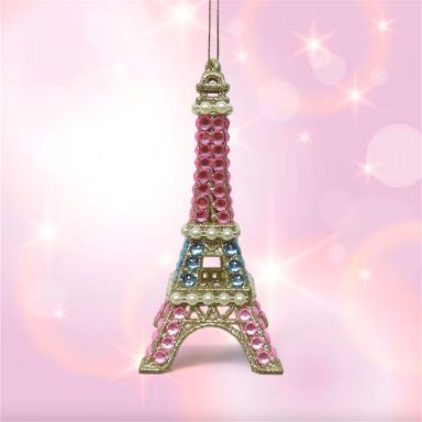 Pink Eifel Tower Ornaments Set Of 2 Christmas Decor *SHIPS WITHIN 10 DAYS*
